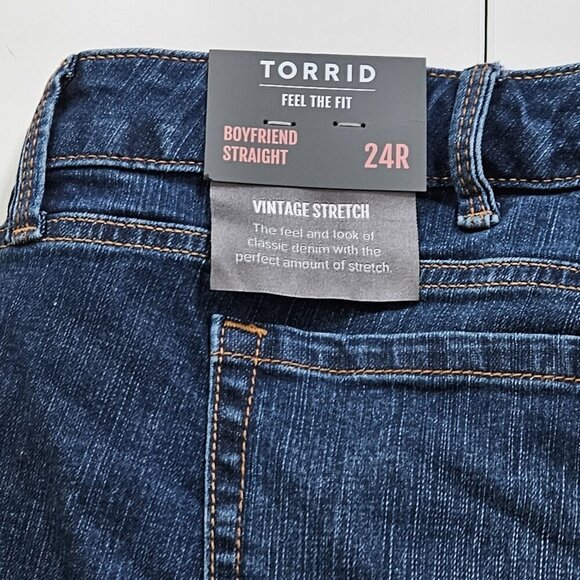 Torrid Jeans Womens 24R Blue Denim Boyfriend Straight Stretch New Western Boho - Picture 15 of 16